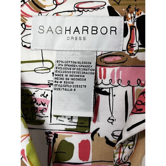 Sag Harbor Womens Dress 8 Retro Italian Cafe Sleeveless A-Line Vacation - Picture 8 of 8